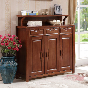 青木川 实木鞋柜三门 客厅家用玄关柜门厅柜 进门口鞋架 小户型3门大容量多层 多功能储物置物柜 简约现代中式 胡桃色【115x37x120cm】