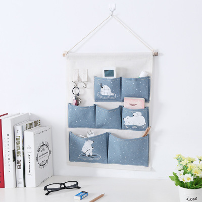 潘西布艺储物袋收纳袋墙挂式可爱大容量家用宿舍门后杂物收纳挂袋挂兜
