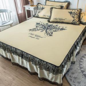 家柏饰(CORATED)夏天1.8m2.0床1.5米三件套冰丝凉席夏季可机洗折叠水洗床罩床裙款