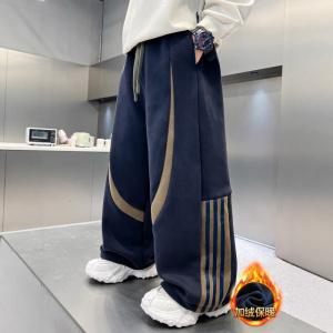 儿童装男童加绒裤子新款加厚中大童卫裤男孩运动冬季秋冬款潮