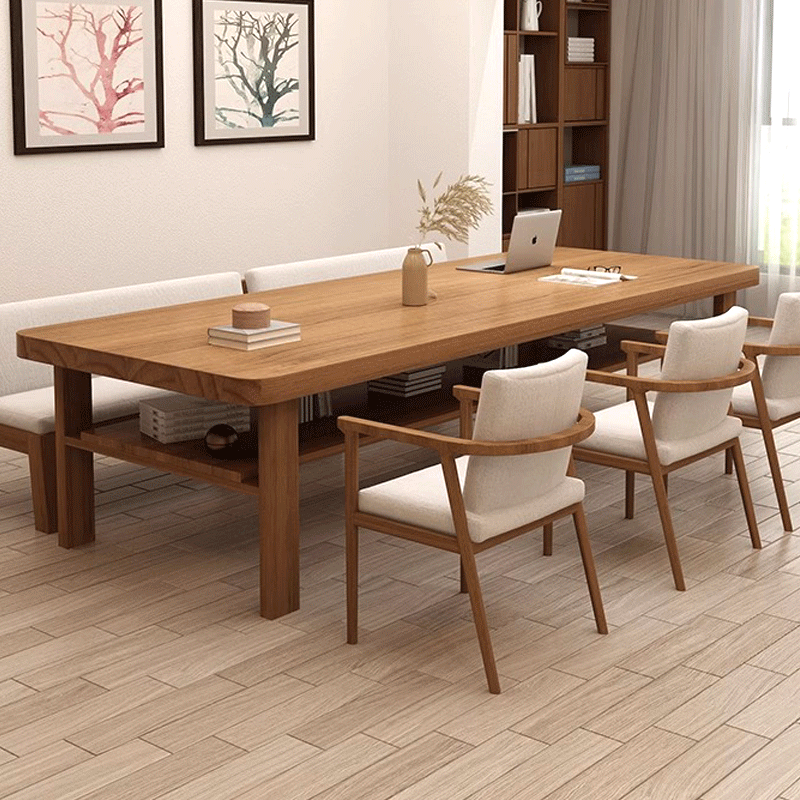 苏宁 质凡 实木书桌客厅化大长桌家用办公双层学习桌240*90*高75厚5cm