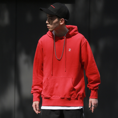 梵克公牛秋装街头潮牌情侣卫衣休闲OVERSIZE宽松连帽衫男红色M