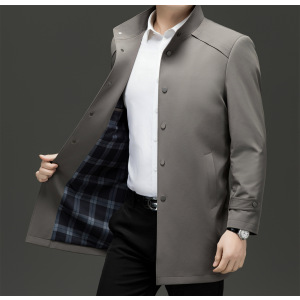 啄木鸟中长款男士风衣春秋新款潮流帅气翻领高端商务休闲大码外套