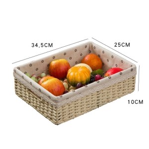 美帮汇ins收纳盒桌面藤编零食玄关钥匙筐编织收纳筐抽屉式布艺置物架篮