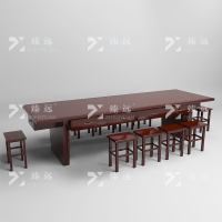 臻远 会议桌配10个方凳3000*1000*750mm