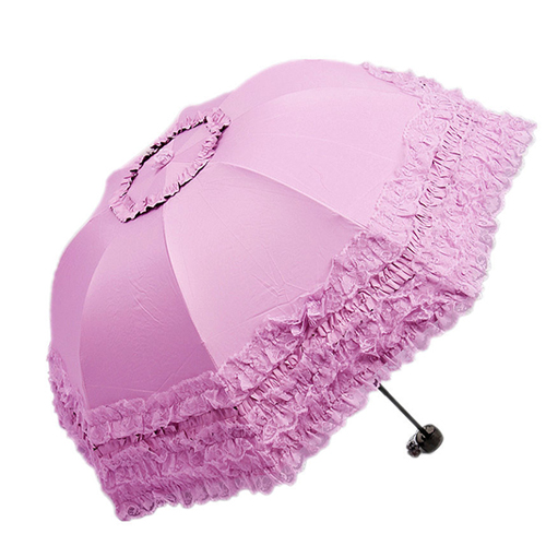 韩国花边蕾丝公主伞太阳黑胶拱形遮阳折叠学生晴雨伞