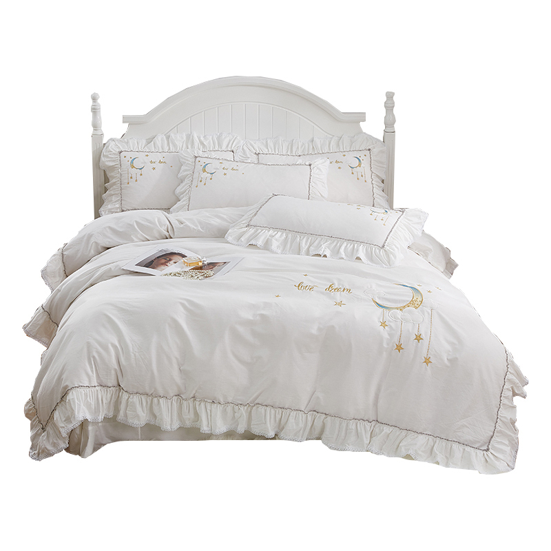 美帮汇床单四件套同款全棉床上被套带花边欧式公主风少女 仙女
