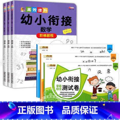 [6本]幼小衔接测试卷+幼小衔接数学 [正版]幼小衔接试卷测试卷一日一练全套语文数学拼音识字练习题大班练习册幼升小启蒙思