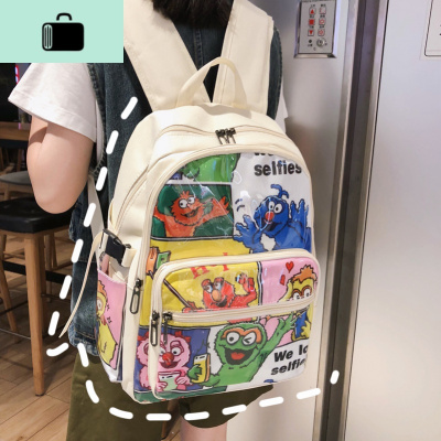 初中生ins风潮牌书包女2020新款韩版帆布背包高中学生森系双肩包NEW LAKE