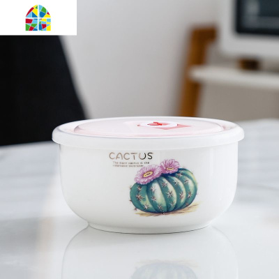 陶瓷汤碗泡面碗带盖饭盒圆形密封微波炉专用上班族带饭食品保鲜盒 FENGHOU