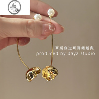 JiMi莲蓬 高级感法式复古金属线条花朵耳环女 轻奢小众设计仙气质简约