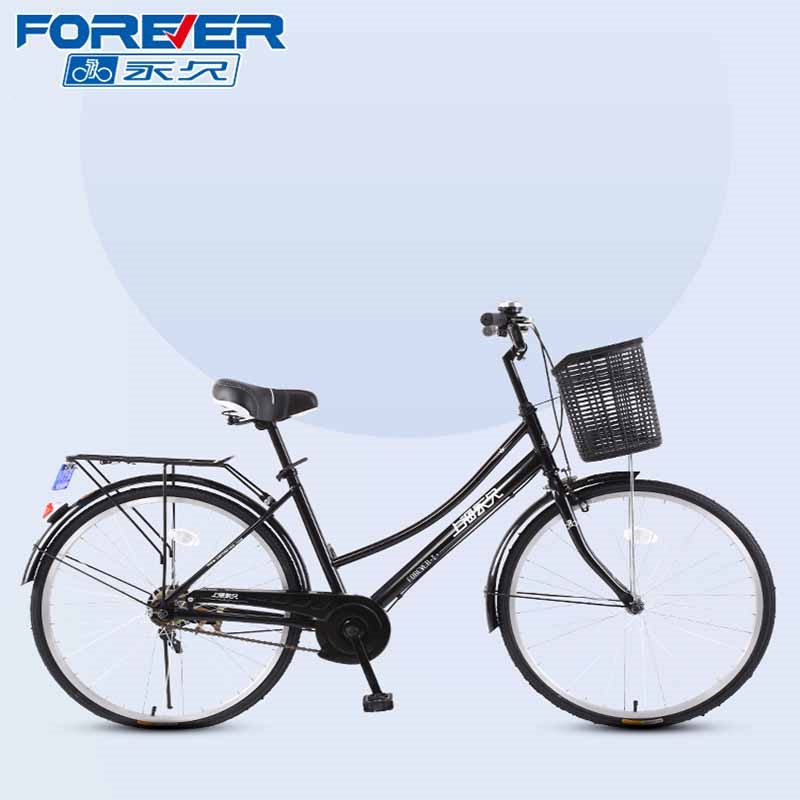 永久牌通勤自行车男女款轻便上班普通单车复古代步24寸26成人大人样式