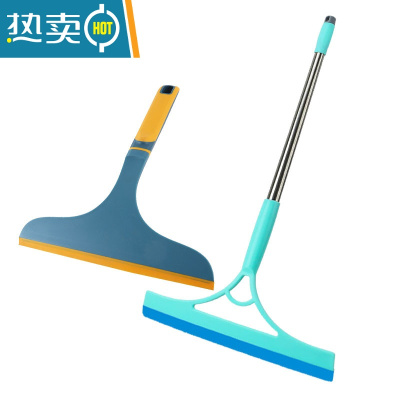 敬平擦玻璃器家用加长刮擦窗户清洁器擦镜子刮刀清洗窗户工具刮水器 加长款蓝色玻璃刮+加厚玻璃刮