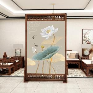 中式实木屏风隔断客厅装饰卧室遮挡家用胡桃镂空 座屏 定制100*200上和下都镂空 整装