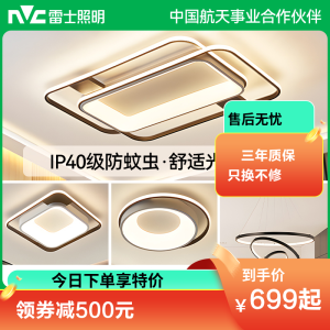 雷士照明现代简约led北欧吸顶灯具套餐温馨浪漫客厅灯卧室灯灯具套餐 A2【舒适光】2室2厅（餐吊灯）+IP40防护
