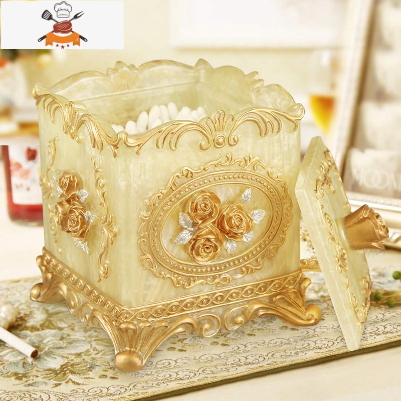 网红牙签盒北欧ins轻奢客厅家用创意自动牙签筒按压式棉签收纳盒 敬平 玫瑰牙签盒二合一