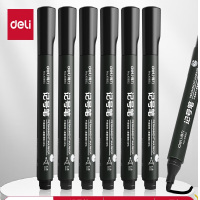 得力(deli)6881油性大头笔黑色大号粗头防水防油不可擦大容量标记笔马克笔 [不易褪色]黑色粗头-10支/盒