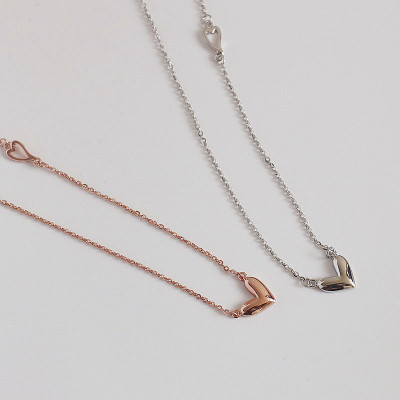 S925纯银爱心项链女小众设计感高级轻奢气质比心闺蜜链条玫瑰金送女朋友老婆情人节七夕生日礼物