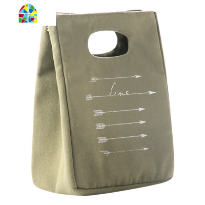 加厚帆布饭盒袋铝箔保温袋带饭包上班族学生手提袋子便当袋 FENGHOU 黑色