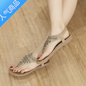 SUNTEK夹趾网红凉鞋女夏ins潮仙女风罗马百搭晚晚人字拖2023新款平底鞋