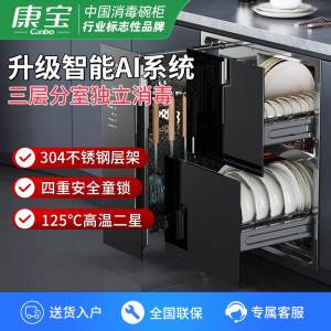康宝(Canbo)XDZ110-Z1嵌入式消毒柜 三层 智能 家用 厨房 碗筷 餐具 二星 高温 消毒碗柜 304不锈钢