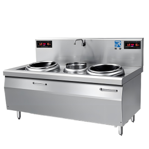 瑞宇牌电磁商用双炒单温炒灶1800*900*800+400/380V/50HZ/15Kw*2配500炒锅2个