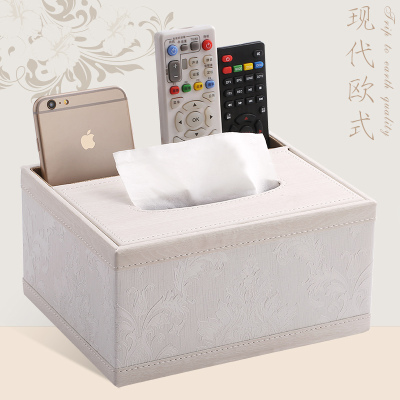 敬平多功能纸巾纸抽盒家用客厅茶几简约北欧抽纸遥控器收纳盒创意家居现代欧式两用版2格-纸巾盒