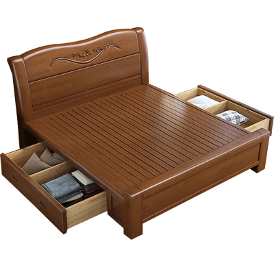 臻远 ZY-SMC-123 实木床 1.8*2.0米抽屉高箱 单位:1张