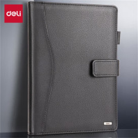 得力25K100张高档款活页笔记本子 商务办公记事本日记本 黑色3164