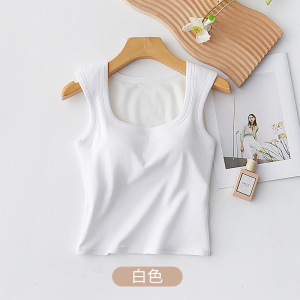 春夏90棉防透肉透气散热层免穿文胸固定杯女士宽肩带背心百搭内衣