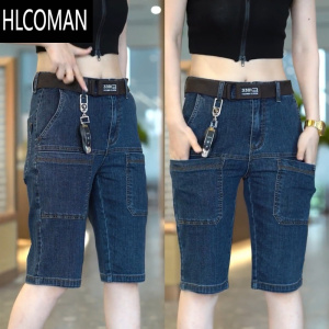 HLCOMAN夏季薄款高弹六兜牛仔工装短裤男潮牌时尚百搭耐磨宽松中裤五分裤