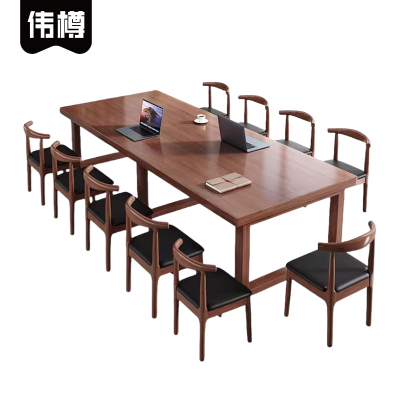 伟樽实木会议桌一桌十椅300*100*75cm套