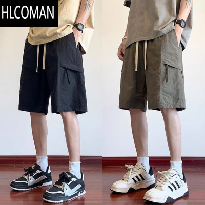 HLCOMAN冰丝工装短裤男士夏季薄款潮牌百搭休闲运动五分马裤青少年大裤衩