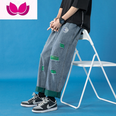 七斓欧美街头风VTG破洞牛仔裤男炸街痞帅oversize直筒美式高街款