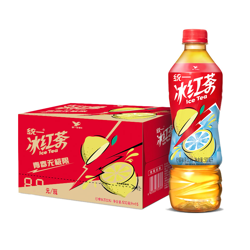 统一冰红茶柠檬味茶饮料500ml*15瓶整箱特批价解腻饮料