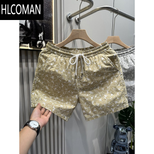 HLCOMAN痞帅男款裤子夏季潮牌日系弹力工装休闲短裤男宽松四分三分裤