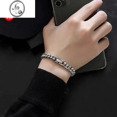 JiMi银银古巴手链男潮高级感欧美嘻哈简约百搭情侣款手饰女小众设计