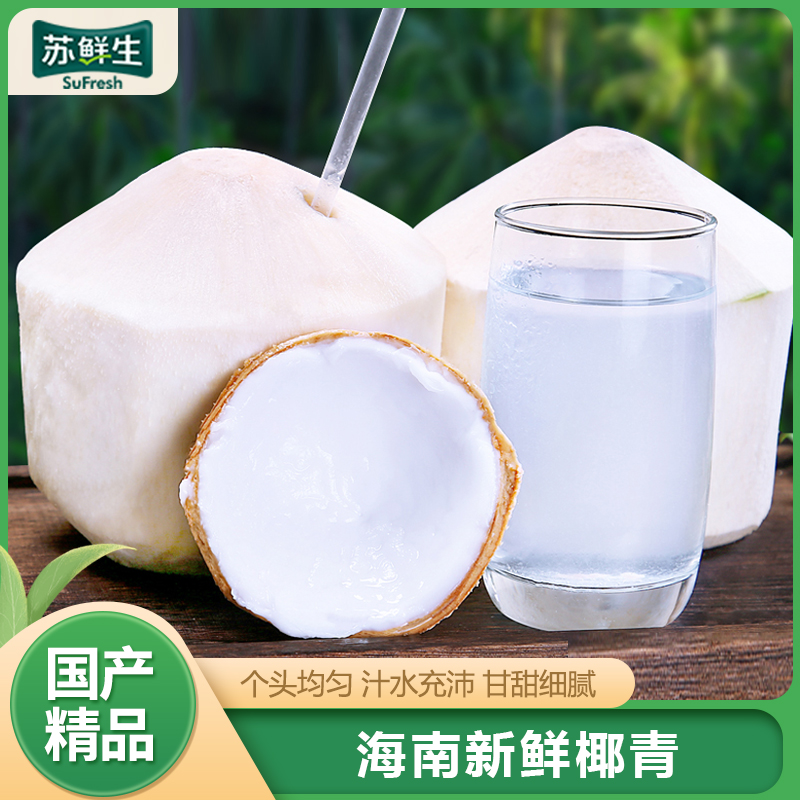 [苏鲜生]海南椰青 4个装 新鲜椰子 当季热带水果 汁水充沛