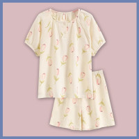 睡衣女士夏季新款棉质短袖短裤韩版可爱卡通宽松家居服套装可外穿
