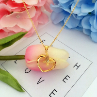 新款女士沙金项链 铜镀金24K仿黄金蝴蝶爱心吊坠锁骨链不掉色饰品送女朋友老婆情人节七夕生日礼物