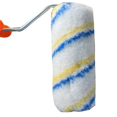 好企来 滚筒刷 WJ-0021 4寸涤纶小边角黄蓝条 10把/组