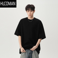 HLCOMAN纯色圆领短袖t恤男士夏季潮牌青少年宽松百搭打底衫长袖