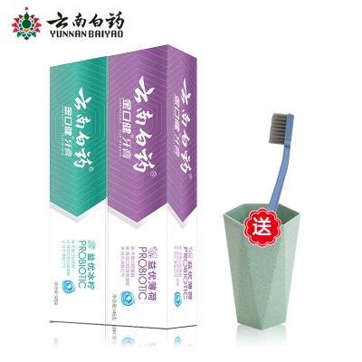 云南白药牙膏金口健益优清新激爽冰柠薄荷145gx2清新口气