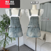 YIBUSHENG辣辣halo lala港岛嫩妹/季收腰包臀连衣裙减龄牛仔背带裙裤你家