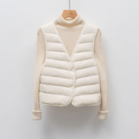 90鹅绒羽绒服女轻薄马甲横条新款秋冬简约内搭羽绒内胆