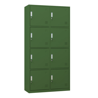 湘渭铁皮更衣柜宿舍储物柜钢制内务柜制式绿皮衣帽柜绿色8门更衣