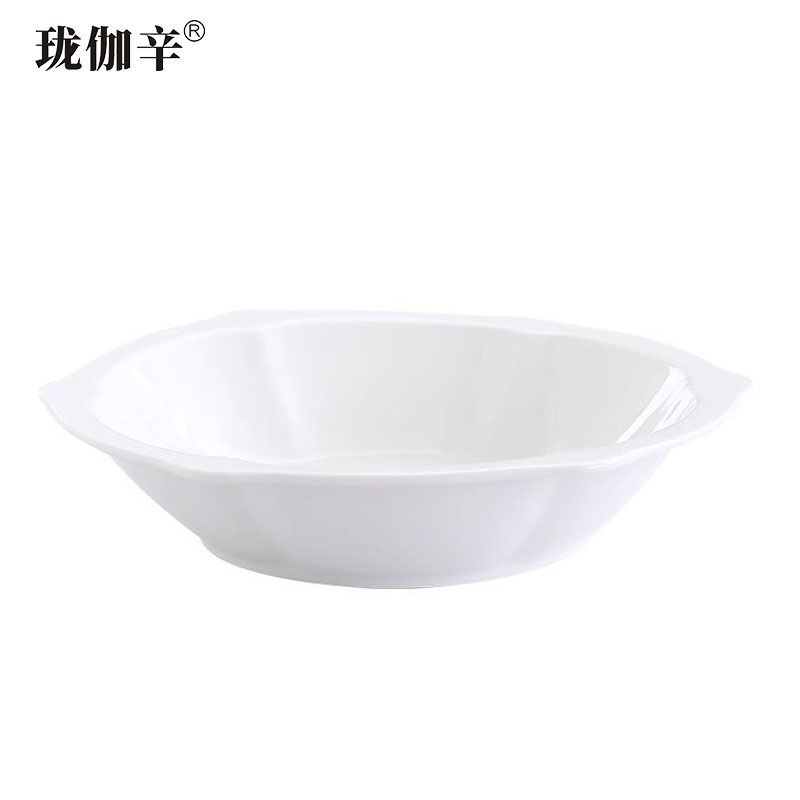 珑伽辛 白色陶瓷雪花碗 10英寸/个