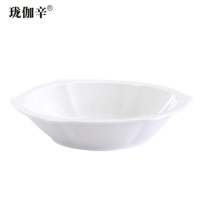 珑伽辛 白色陶瓷雪花碗 10英寸/个