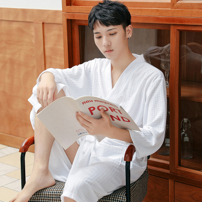 Ideamini浴袍男夏薄款日式中长款男士浴衣加大码加肥睡衣宽松速干酒店睡袍