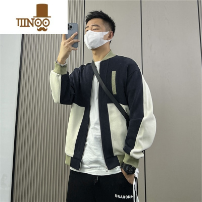 YANXU棒球领夹克男韩版休闲拼色潮流百搭帅气青年运动外套男士